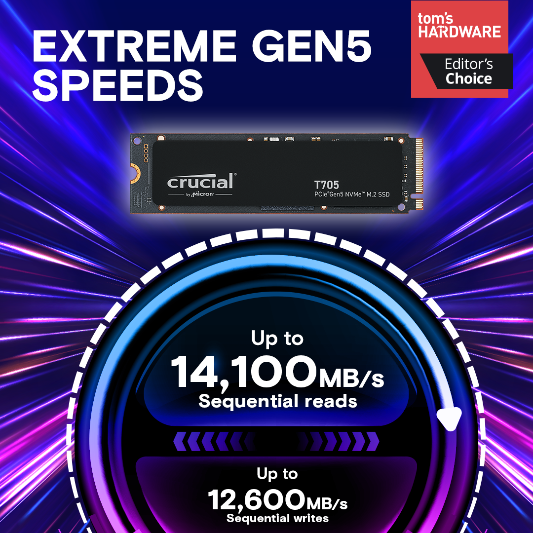 Crucial T705 4TB PCIe Gen5 NVMe SSD