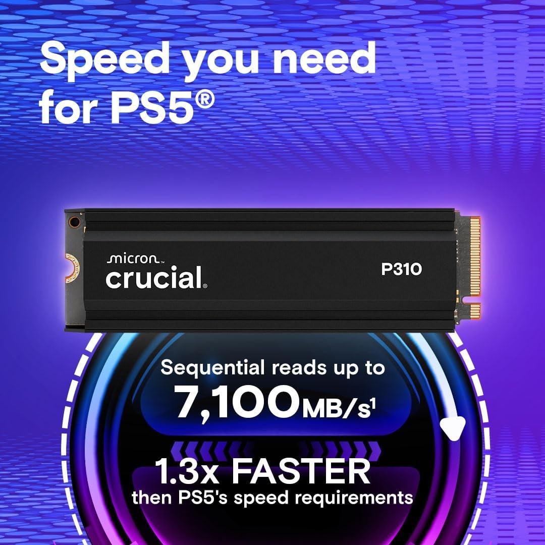 Crucial P310 2TB PS5 NVMe SSD with Heatsink