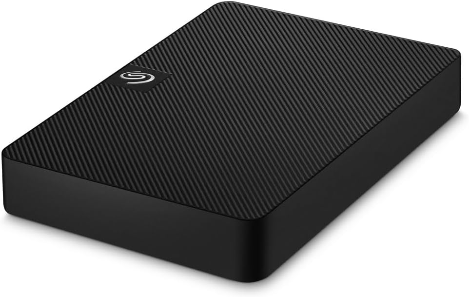 Seagate Expansion 2TB USB 3.0 Portable External Hard Drive — angled view lying flat