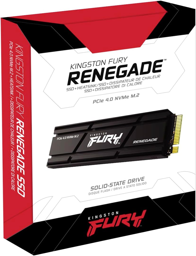 Kingston FURY Renegade PCIe Gen4 NVMe SSD — retail box for the heatsink model