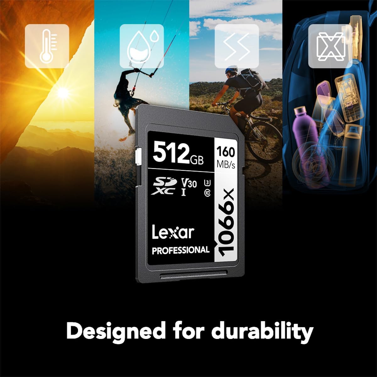 Lexar Professional 1066x 512GB SDXC UHS-I Card — durability overview