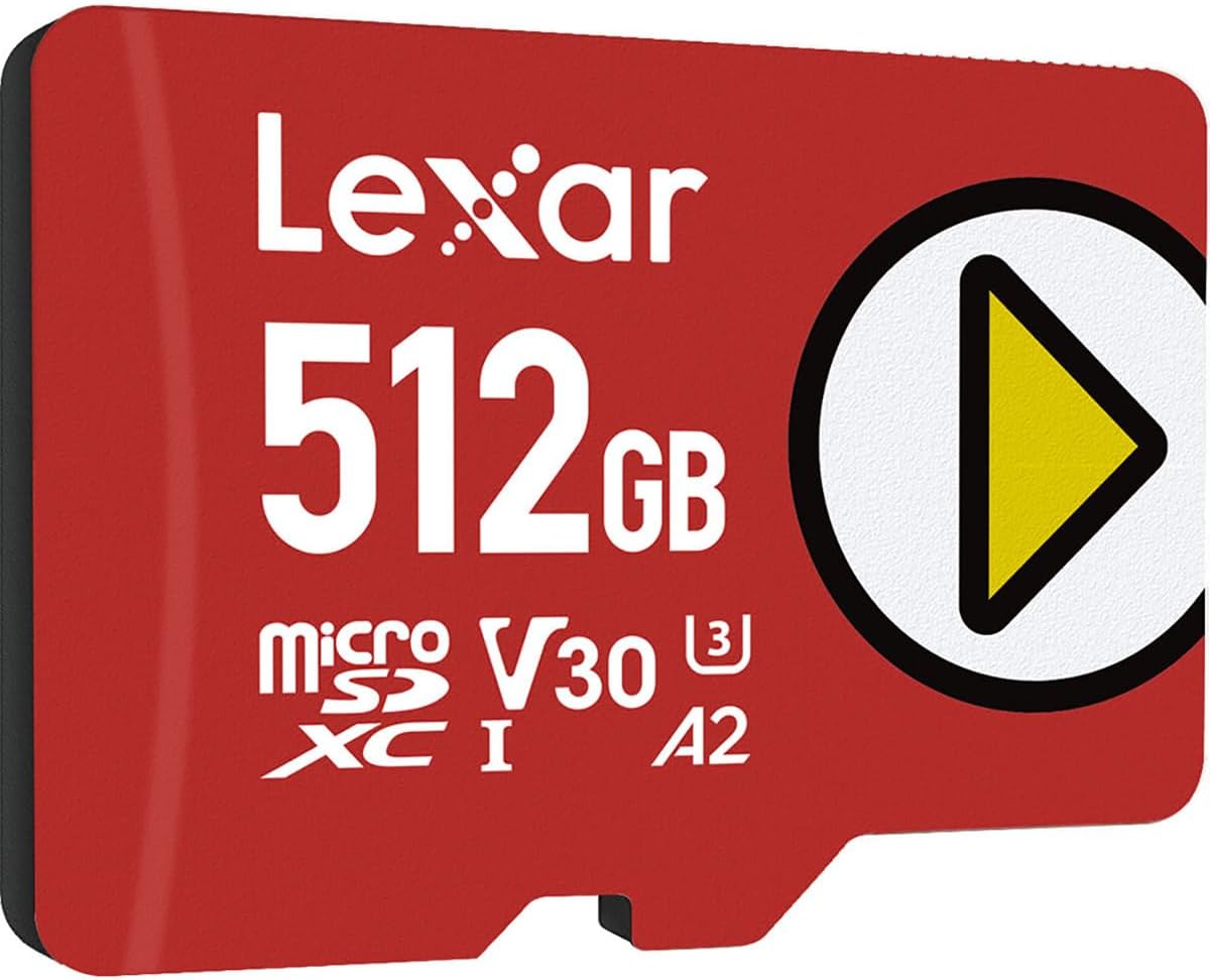 Lexar PLAY 512GB microSDXC UHS-I Card (up to 205MB/s) — angled product view