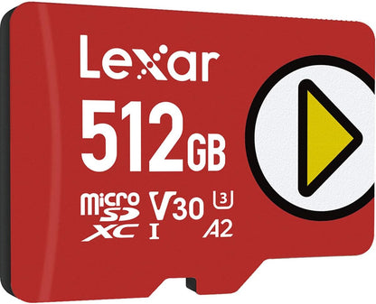 Lexar PLAY 512GB microSDXC UHS-I Card (up to 205MB/s) — angled product view