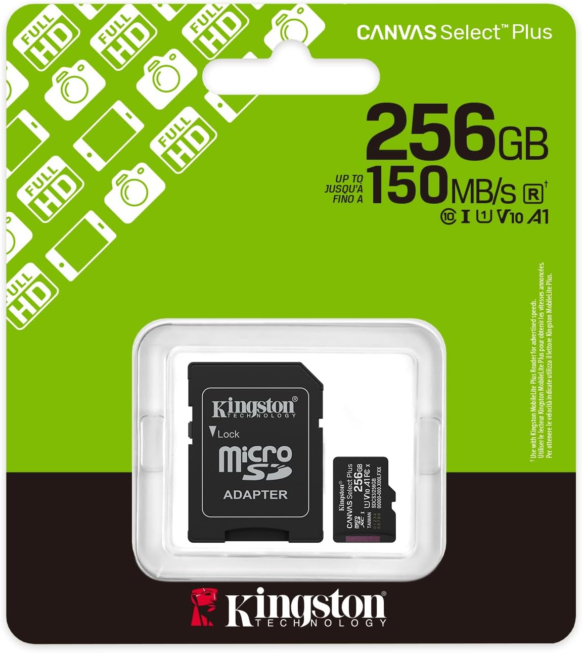 Kingston Canvas Select Plus 256GB microSDXC Memory Card — retail package
