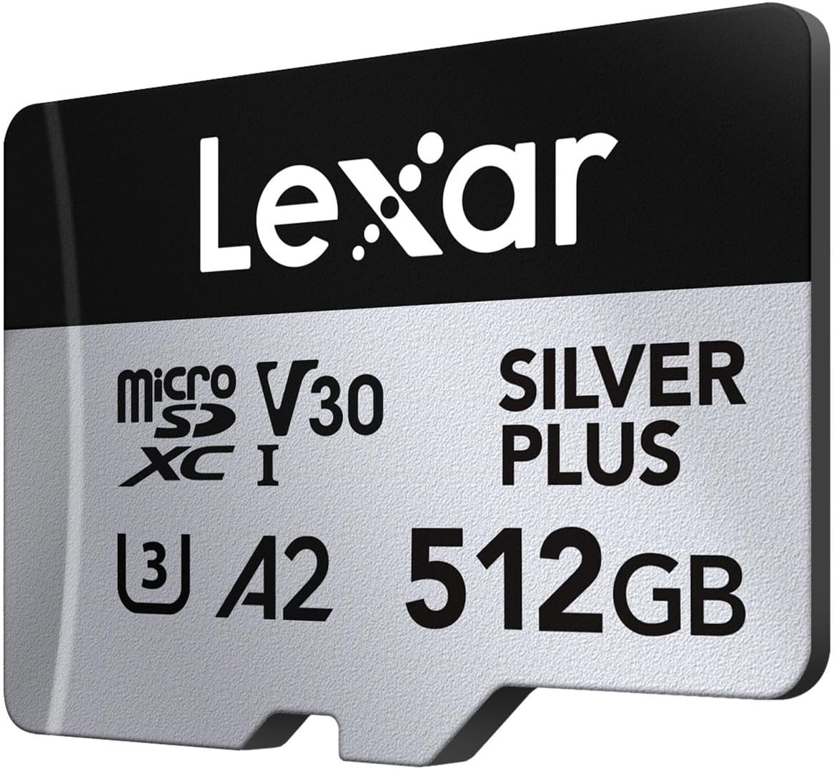 Lexar Professional Silver Plus 512GB microSDXC UHS-I Card — angled product view