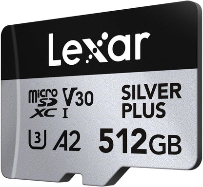 Lexar Professional Silver Plus 512GB microSDXC UHS-I Card — angled product view