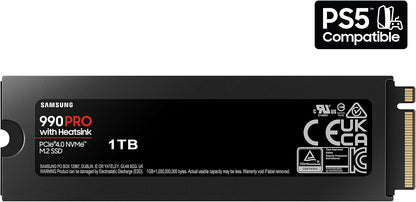 Samsung 990 PRO 1TB NVMe PCIe 4.0 SSD with Heatsink — underside label showing 1TB capacity
