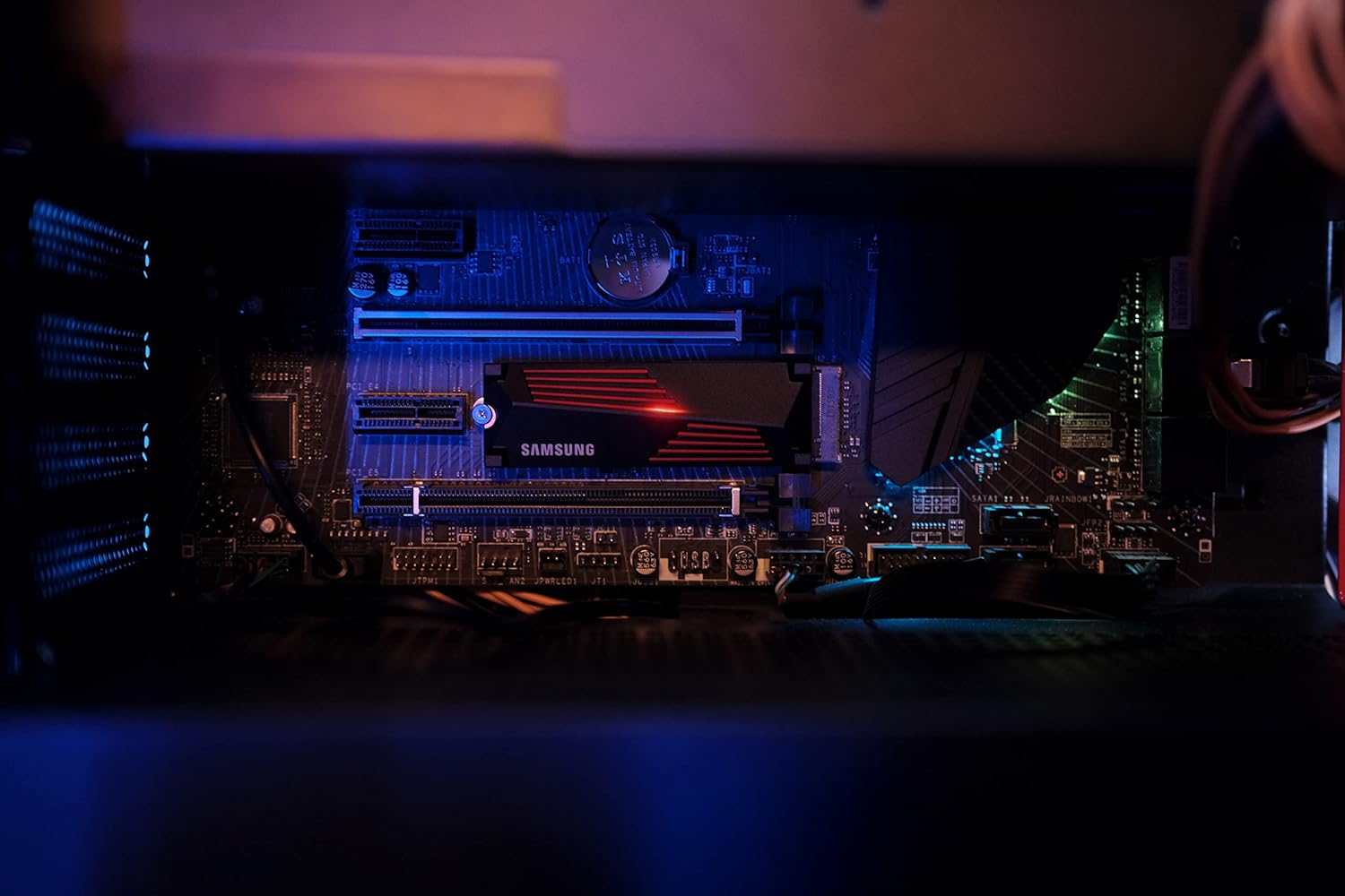 Samsung 990 PRO 1TB NVMe PCIe 4.0 SSD with Heatsink — heatsink drive installed in a motherboard