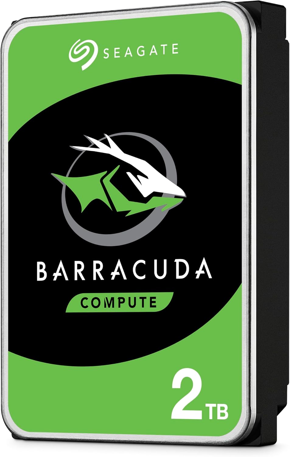 Seagate BarraCuda 2TB 3.5" 7200RPM SATA Internal Hard Drive — three-quarter angle view
