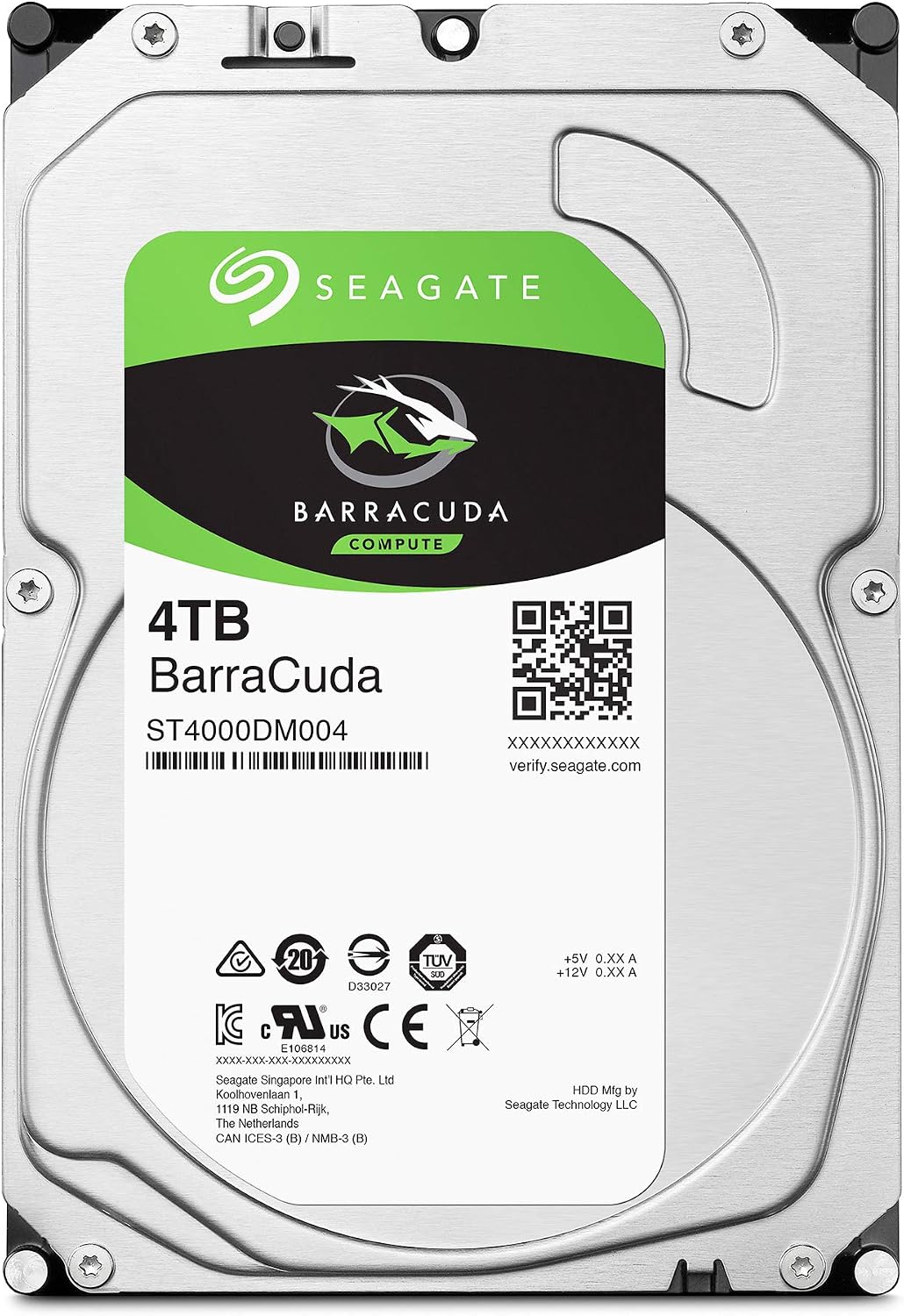 Seagate BarraCuda 4TB 3.5" 5400RPM SATA Internal Hard Drive — top label detail