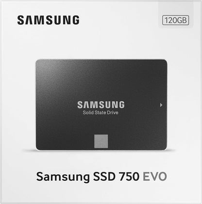 Samsung 750 EVO 120GB 2.5" SATA III SSD — retail box front, 120GB