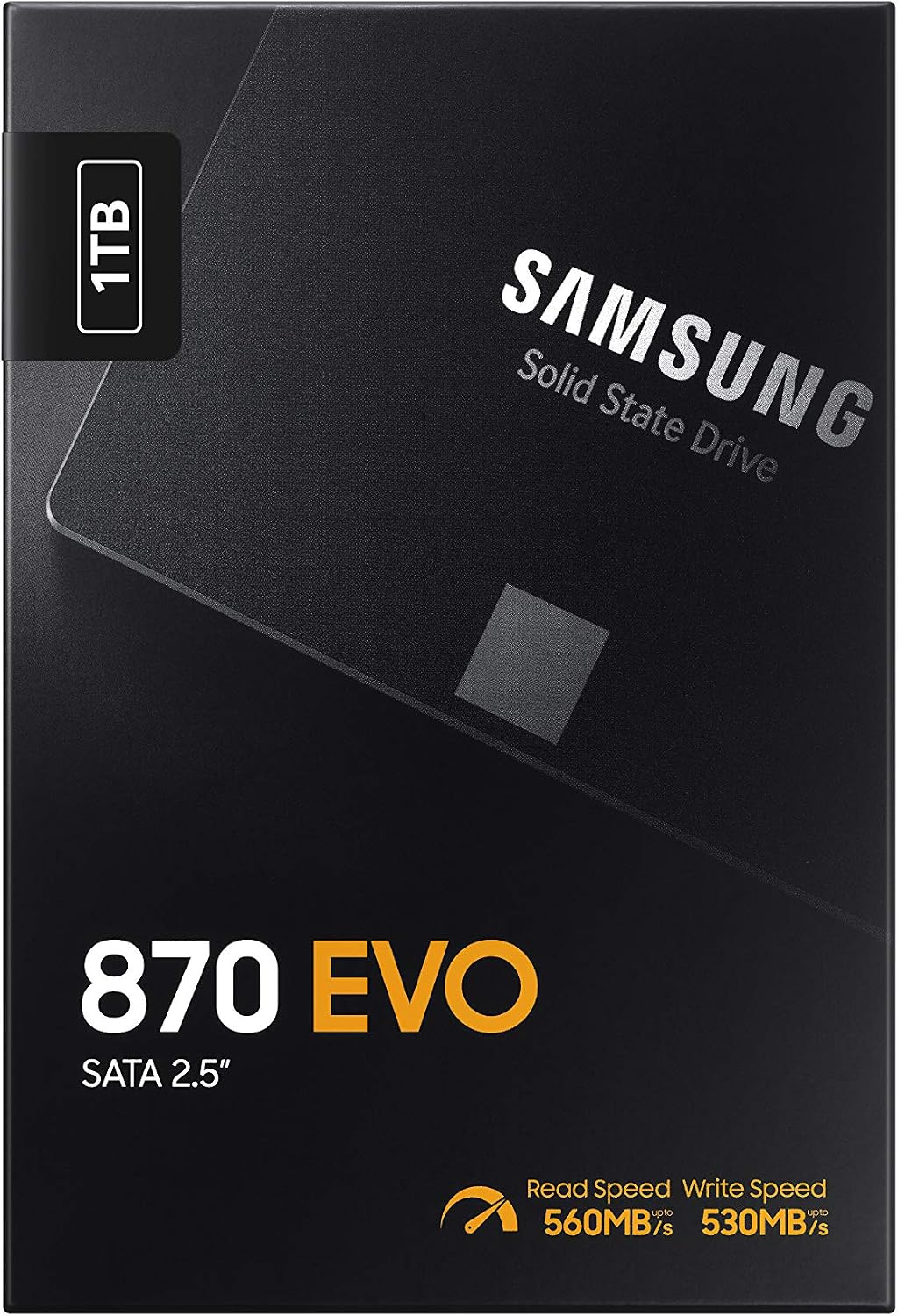 Samsung 870 EVO 1TB SATA III Internal SSD — retail box front, 1TB
