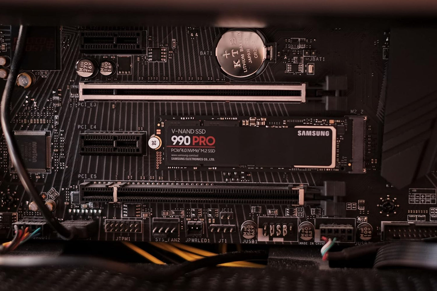 Samsung 990 PRO 1TB NVMe PCIe 4.0 SSD — installed in an M.2 motherboard slot