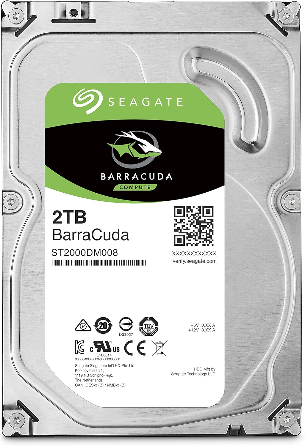 Seagate BarraCuda 2TB 3.5" 7200RPM SATA Internal Hard Drive — top label detail