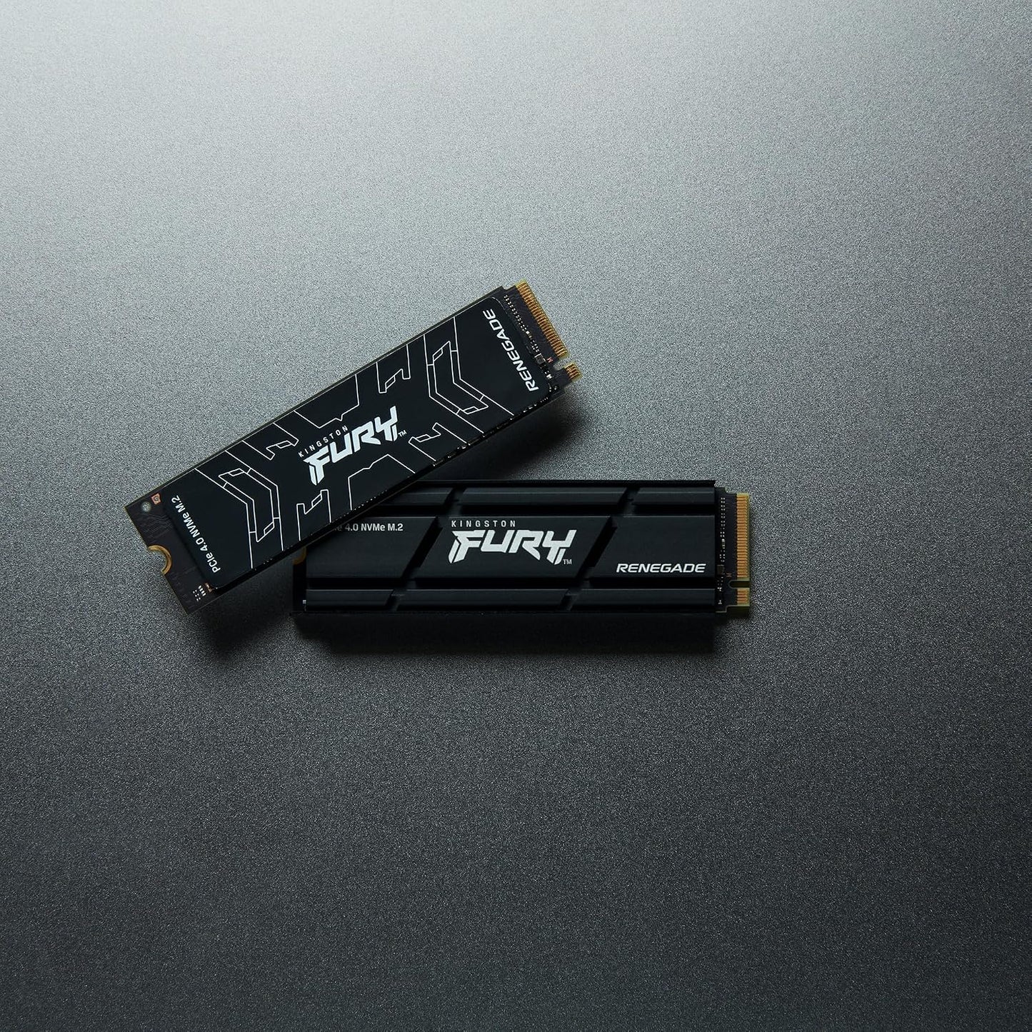 Kingston FURY Renegade PCIe Gen4 NVMe SSD — heatsink and bare versions side by side