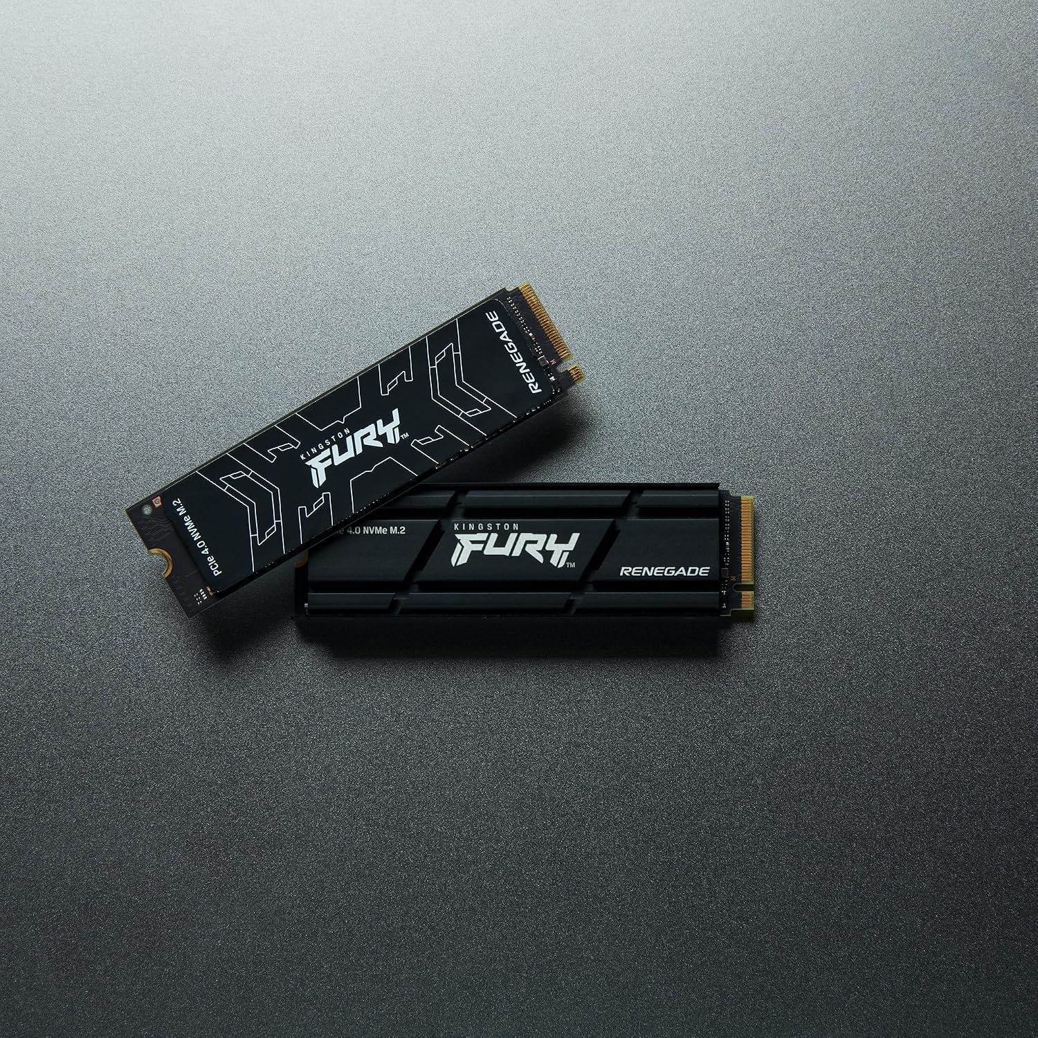Kingston FURY Renegade PCIe Gen4 NVMe SSD — heatsink and bare versions side by side