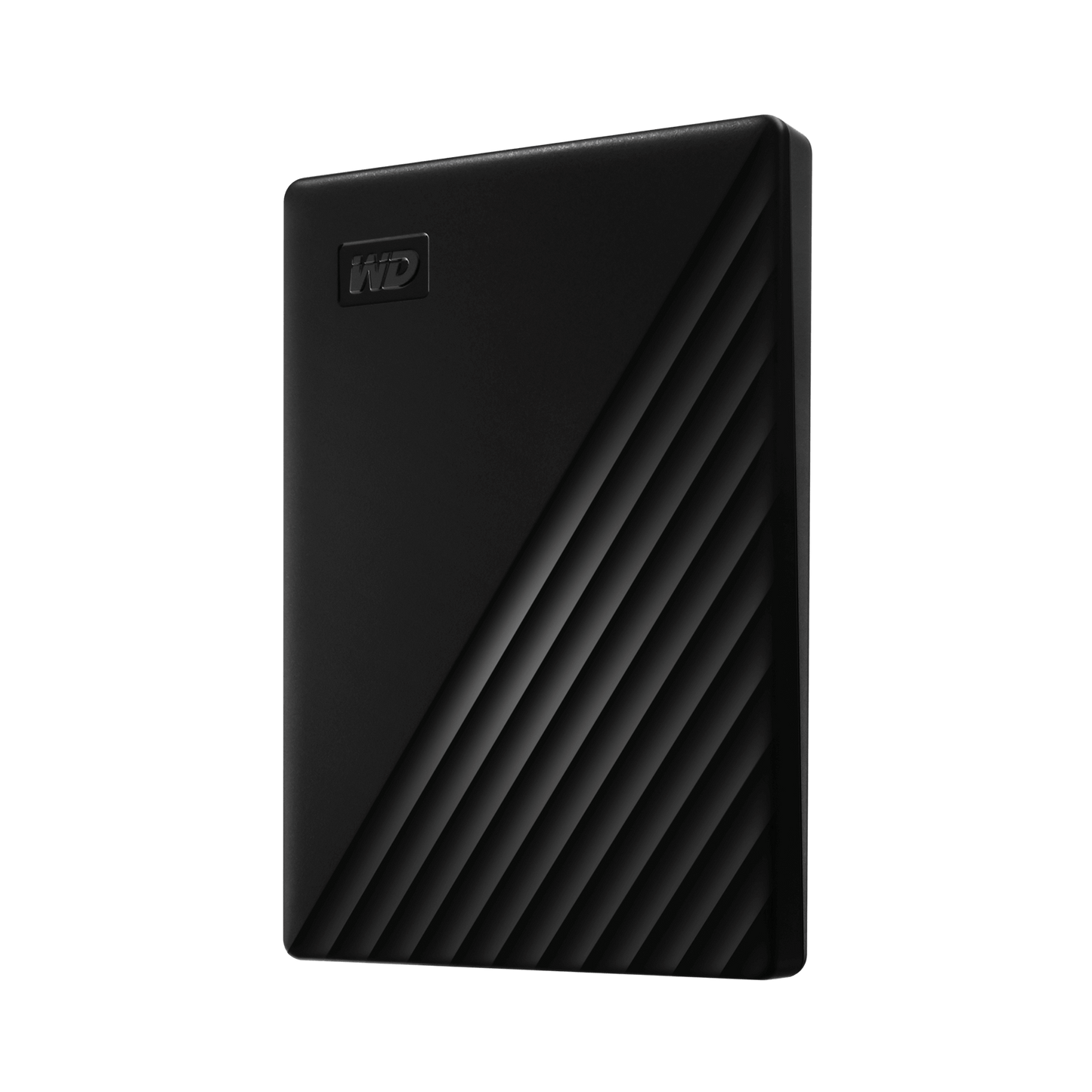 WD My Passport 2TB Portable Hard Drive (Black) — angled left view