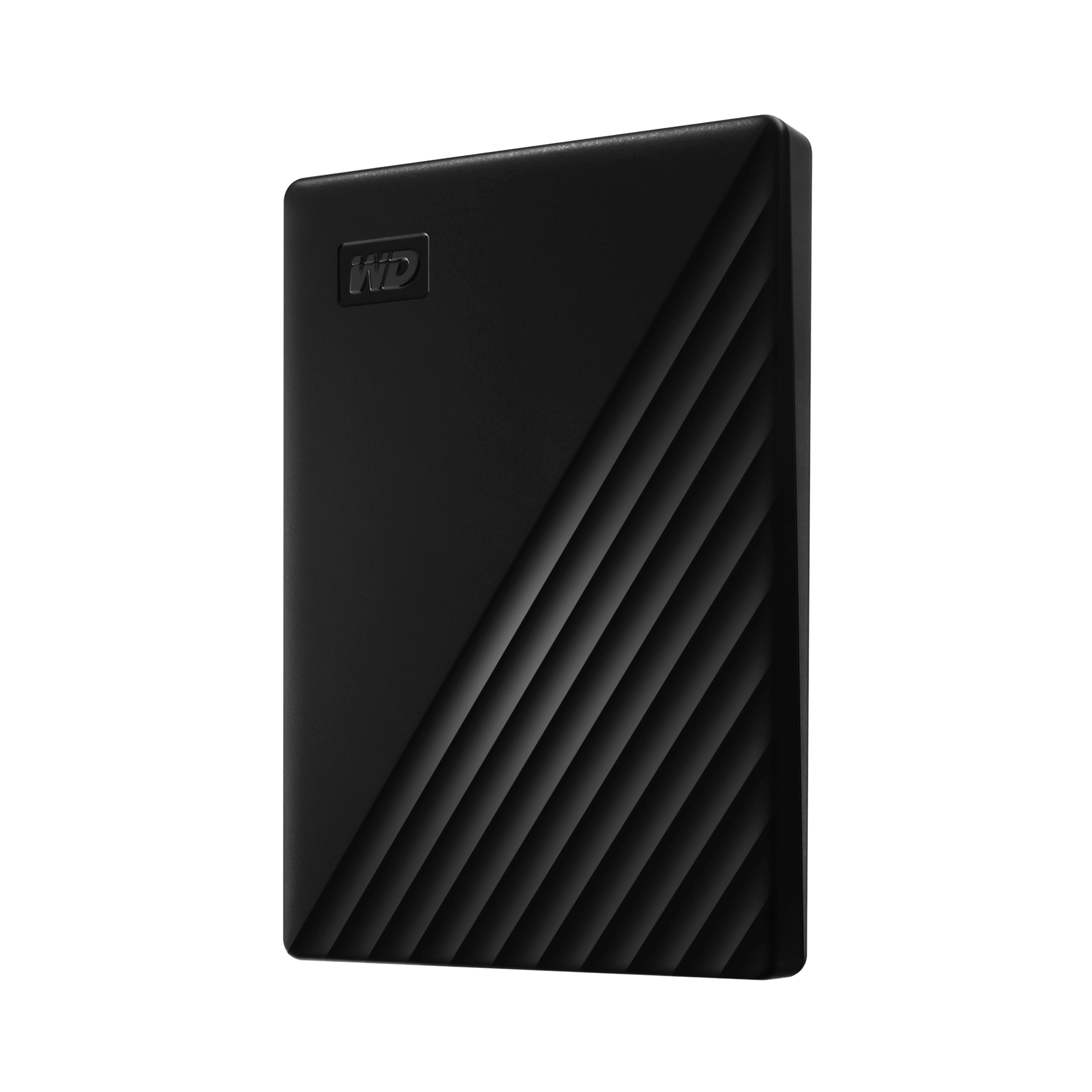 WD My Passport 2TB Portable Hard Drive (Black) — angled left view
