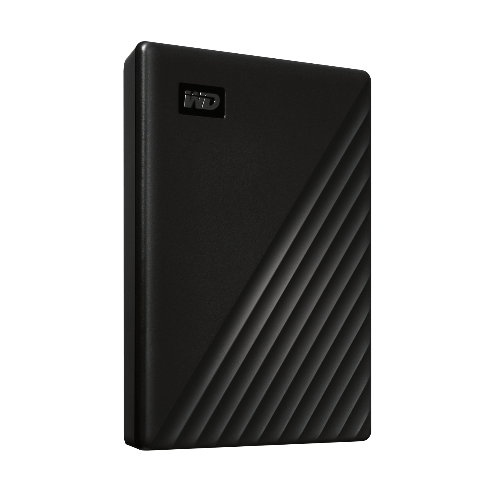 WD My Passport 2TB Portable Hard Drive (Black) — angled right view