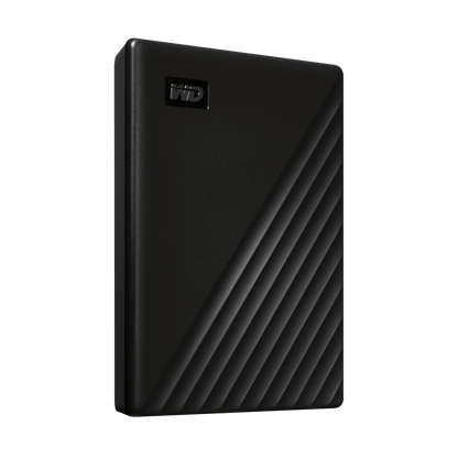 WD My Passport 2TB Portable Hard Drive (Black) — angled right view