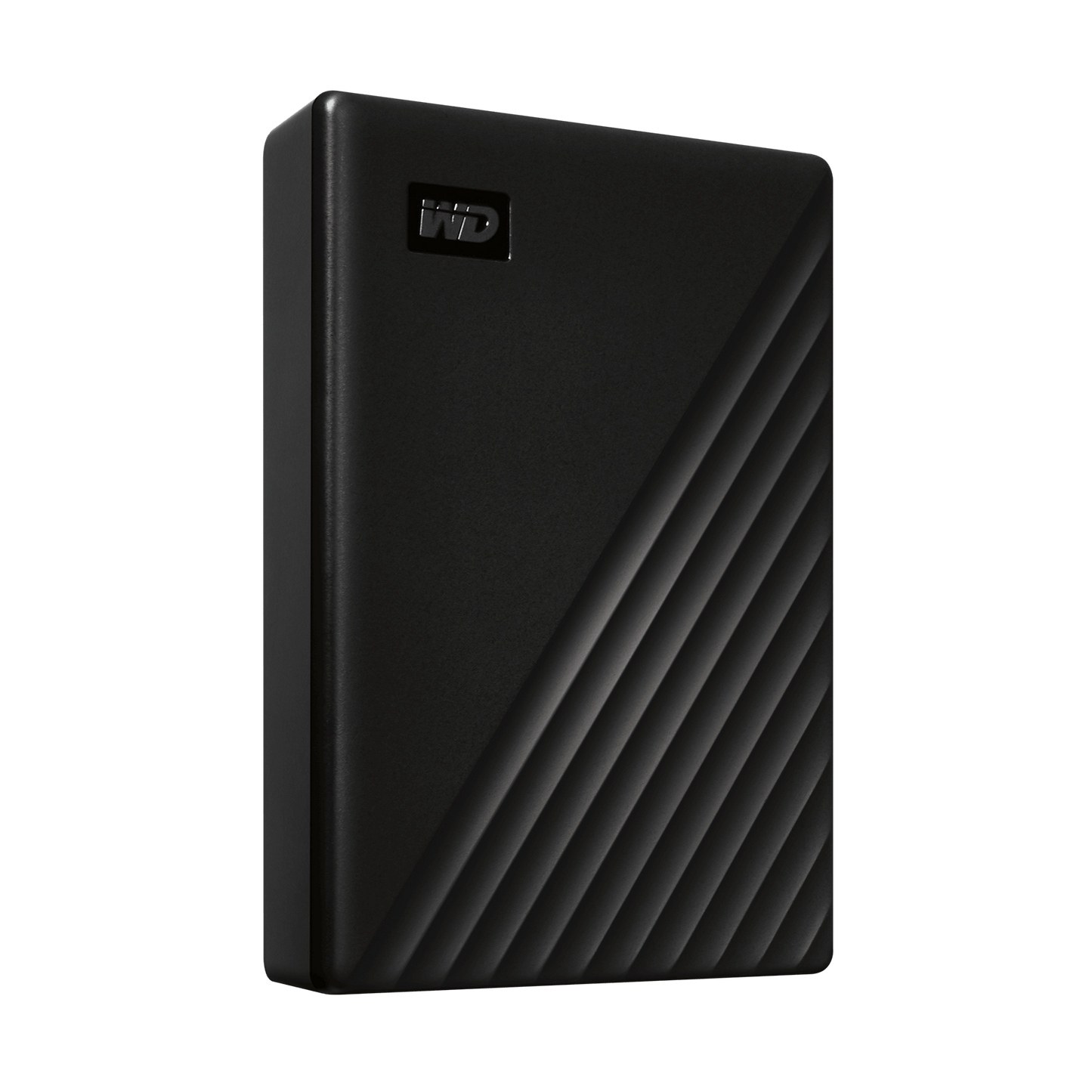 WD My Passport 4TB Portable Hard Drive (Black) — angled right view
