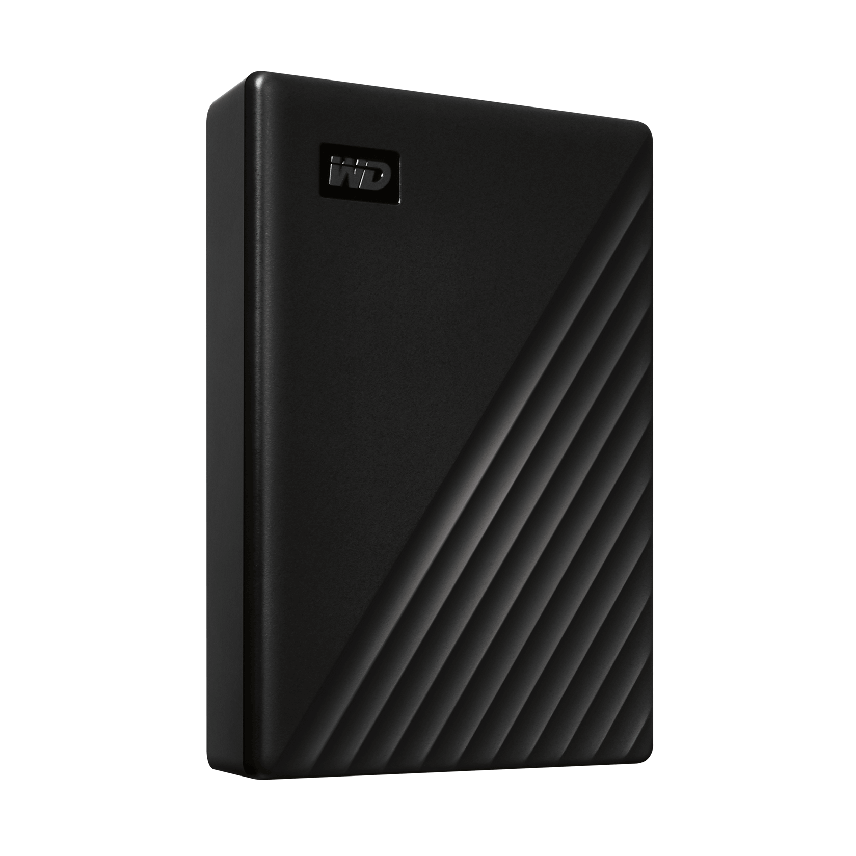 WD My Passport 4TB Portable Hard Drive (Black) — angled right view