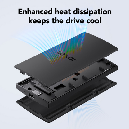 Lexar SL300 2TB Portable SSD (USB 3.2 Gen 2, up to 1050MB/s) — internal heat dissipation design