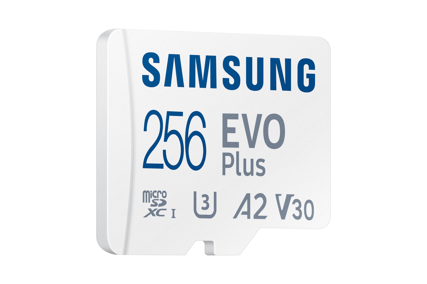Samsung EVO Plus 256GB microSDXC Memory Card — right three-quarter view