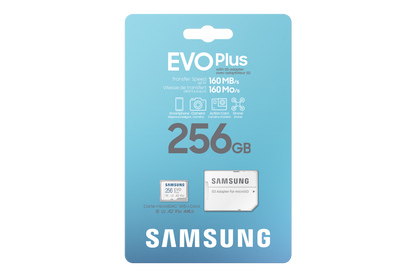 Samsung EVO Plus 256GB microSDXC Memory Card — retail package front