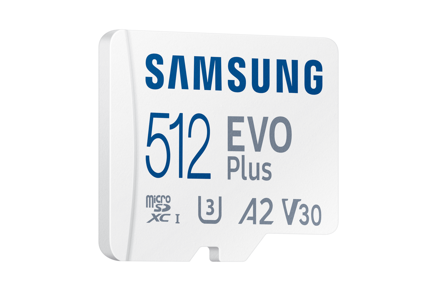 Samsung EVO Plus 512GB microSDXC Memory Card — right three-quarter view