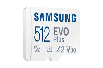 Samsung EVO Plus 512GB microSDXC Memory Card — right three-quarter view