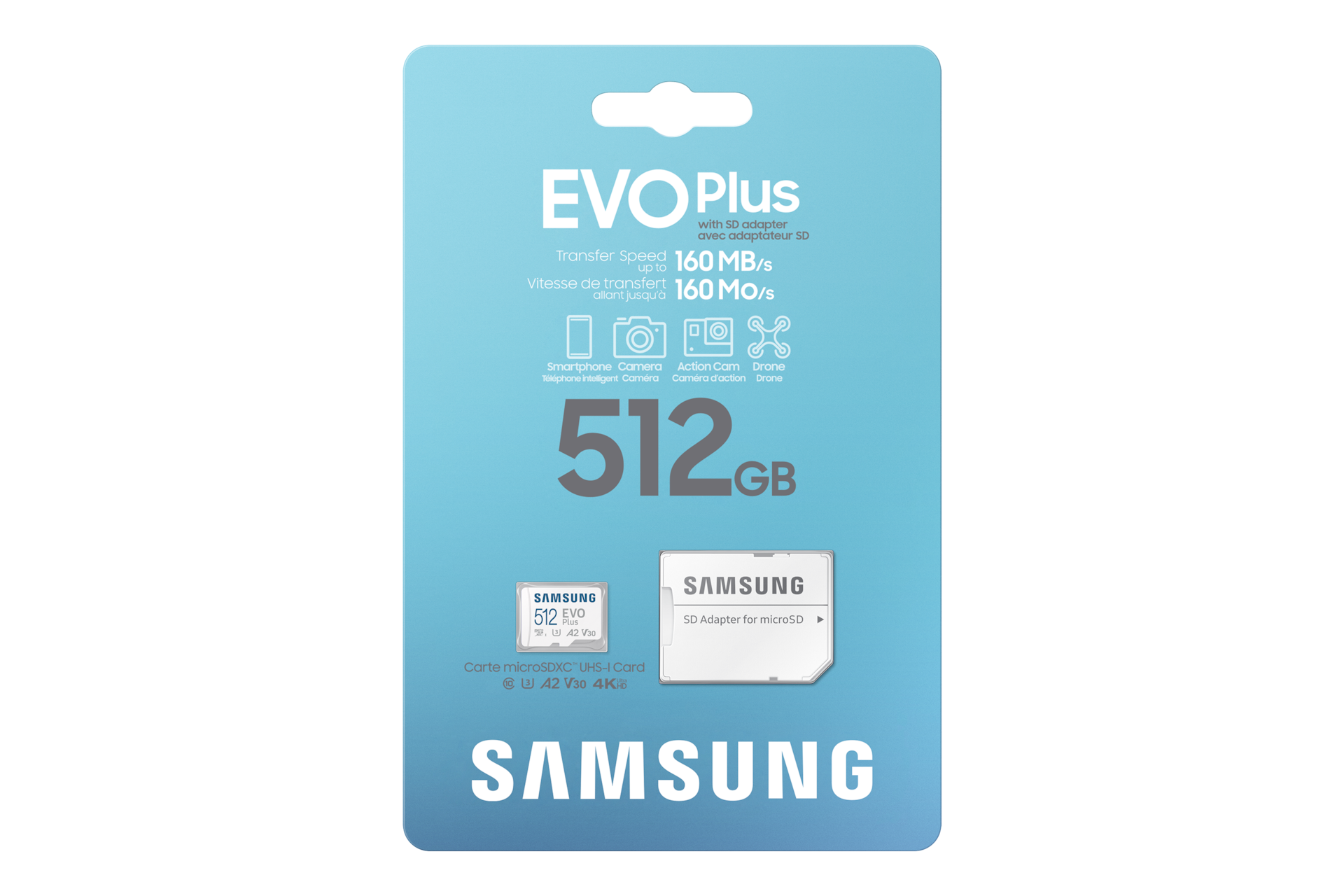 Samsung EVO Plus 512GB microSDXC Memory Card — retail package front