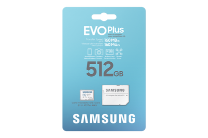 Samsung EVO Plus 512GB microSDXC Memory Card — retail package front