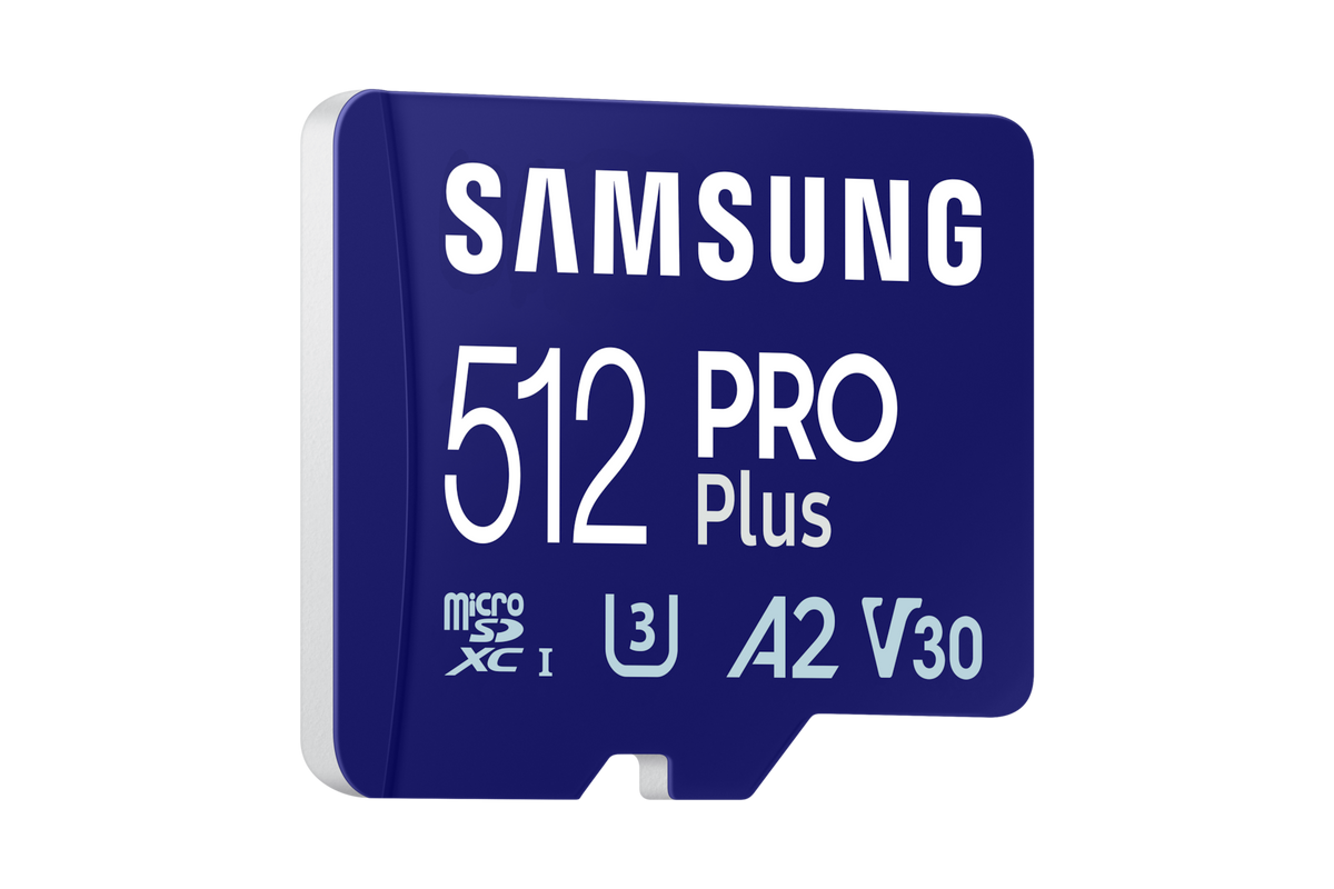 Samsung PRO Plus 512GB microSDXC Memory Card — right three-quarter view