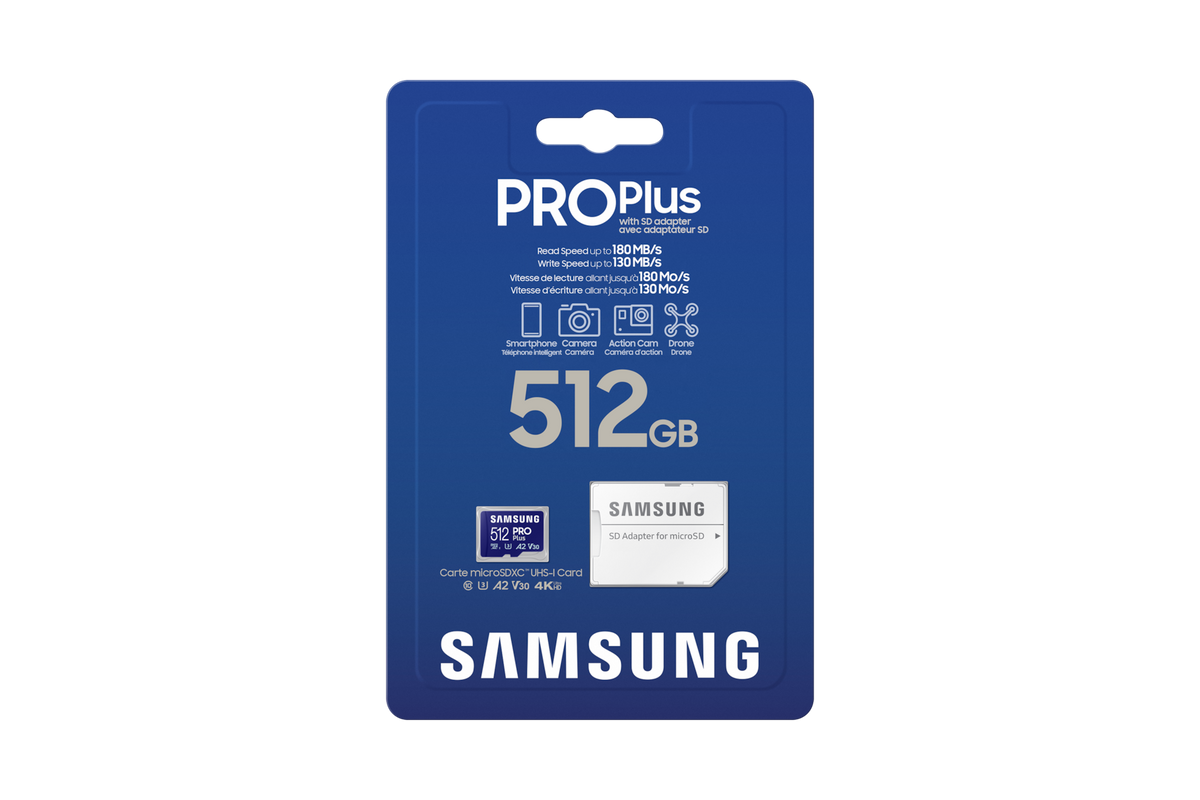 Samsung PRO Plus 512GB microSDXC Memory Card — retail package front