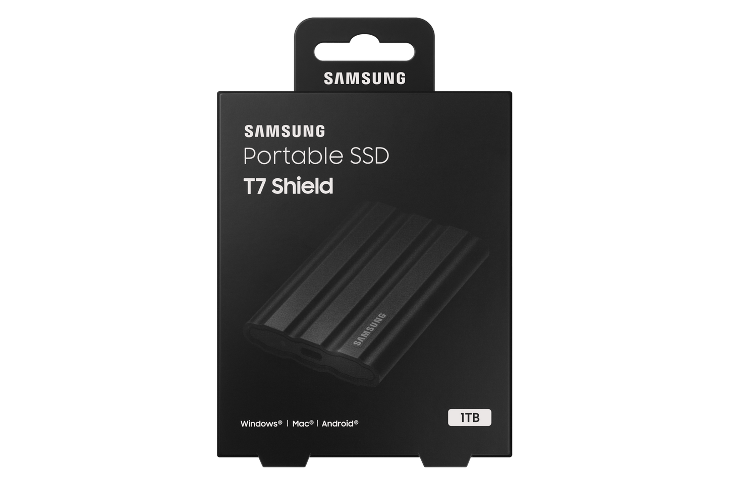 Samsung T7 Shield 1TB Portable SSD — retail box front