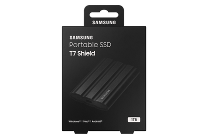 Samsung T7 Shield 1TB Portable SSD — retail box front