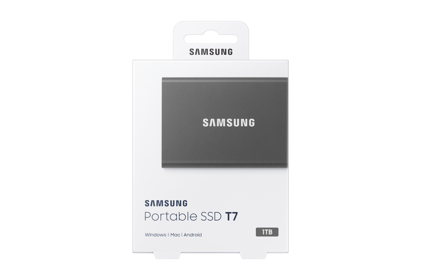 Samsung T7 1TB Portable SSD — retail box front