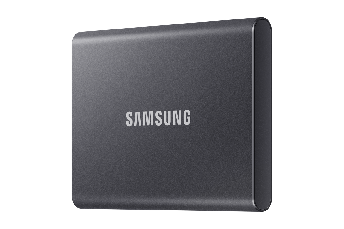 Samsung T7 1TB Portable SSD — right three-quarter view