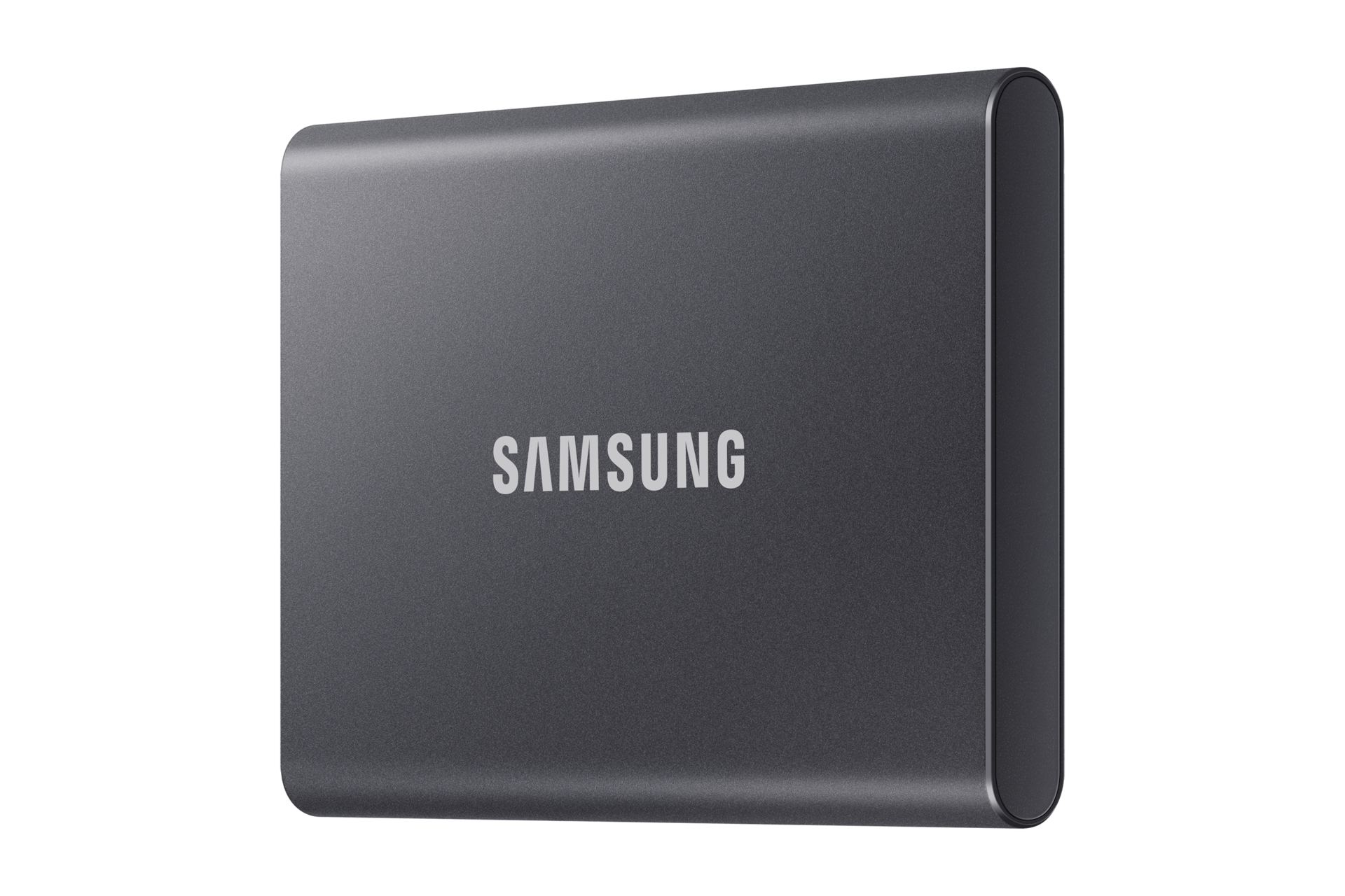Samsung T7 1TB Portable SSD — right three-quarter view