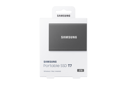 Samsung T7 2TB Portable SSD — retail box front