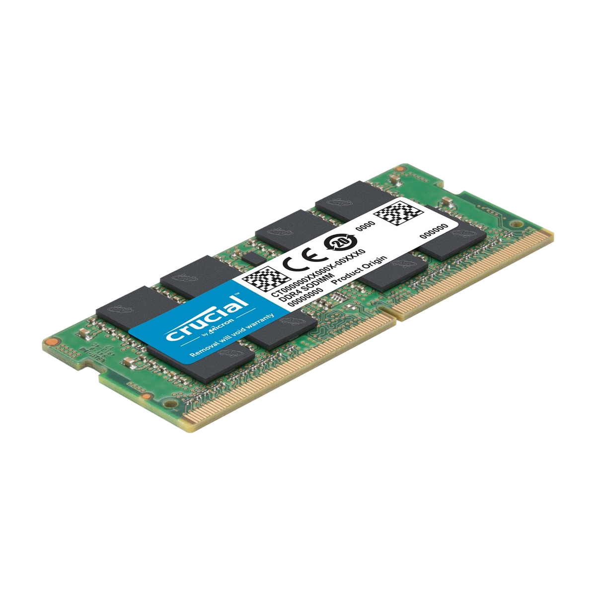 Crucial 16GB DDR4 3200MHz SO-DIMM — angled view of the module