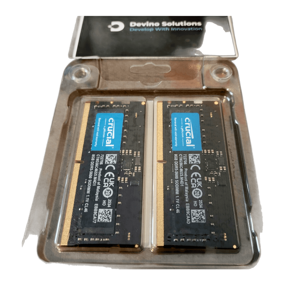 NEW Crucial 16GB Kit (2x8GB) DDR5 5600 MHz Laptop RAM Memory SODIMM Intel & AMD — product photo