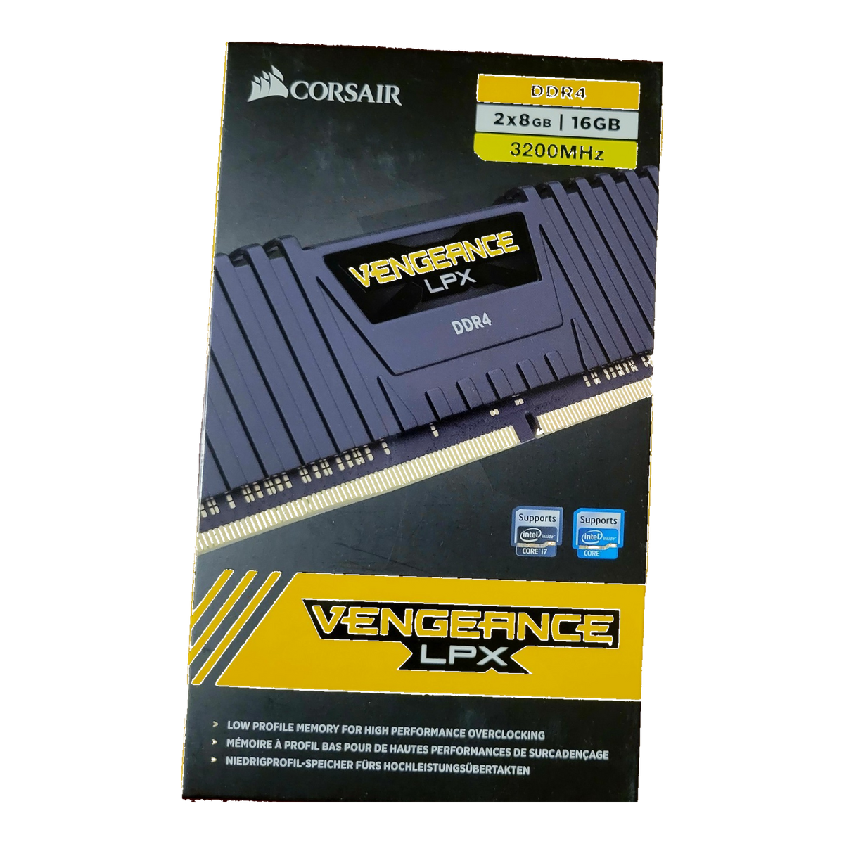 Corsair Vengeance LPX 16GB (2x8GB) DDR4-3200 CL16 Desktop RAM — retail box, front