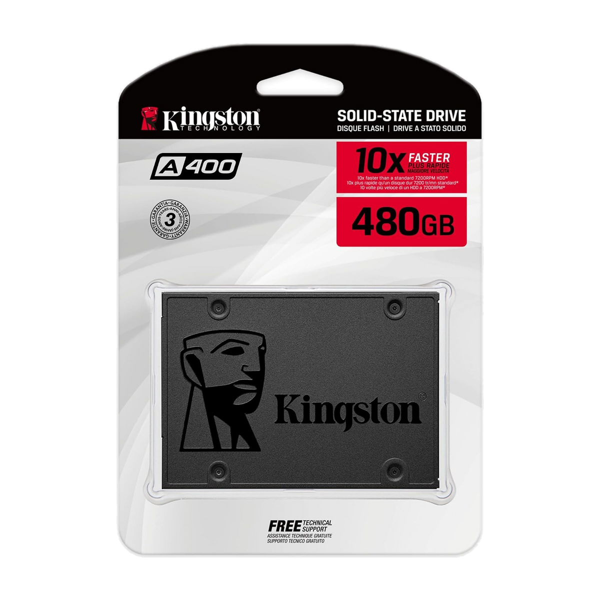 Kingston A400 480GB 2.5" SATA SSD — retail package