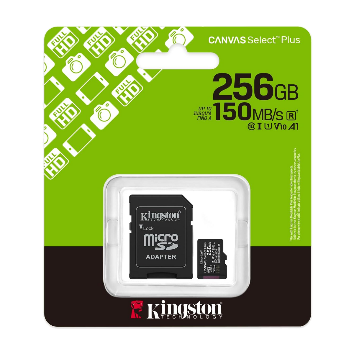 Kingston Canvas Select Plus 256GB microSDXC Memory Card — retail package