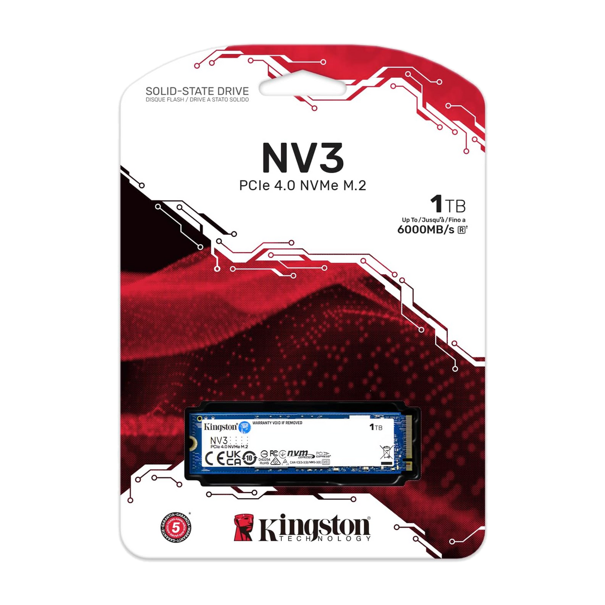 Kingston NV3 1TB PCIe 4.0 NVMe M.2 Internal SSD — retail package