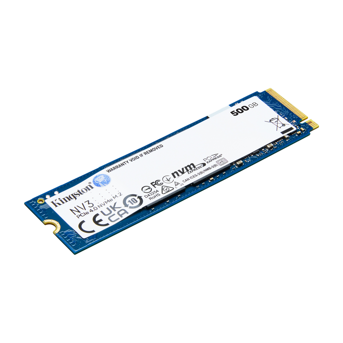 Kingston NV3 500GB PCIe 4.0 NVMe M.2 Internal SSD — official product render