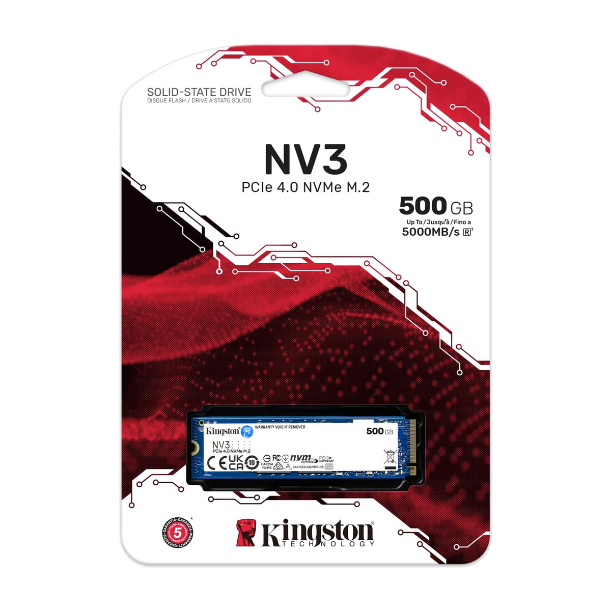 Kingston NV3 500GB PCIe 4.0 NVMe M.2 Internal SSD — retail package