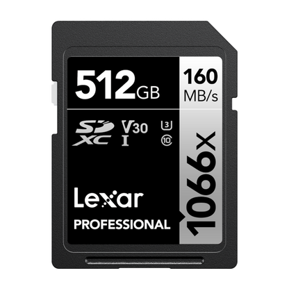 Lexar Professional 1066x 512GB SDXC UHS-I Card (160MB/s, Silver Series) — official product render